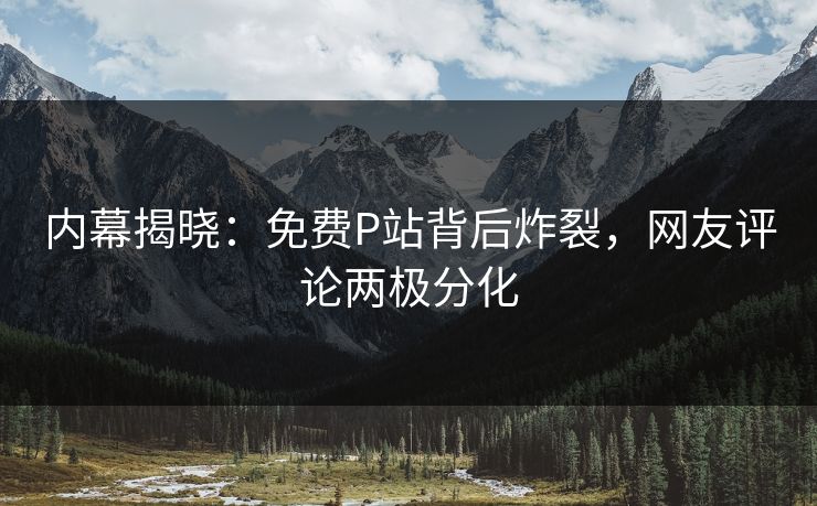 内幕揭晓：免费P站背后炸裂，网友评论两极分化