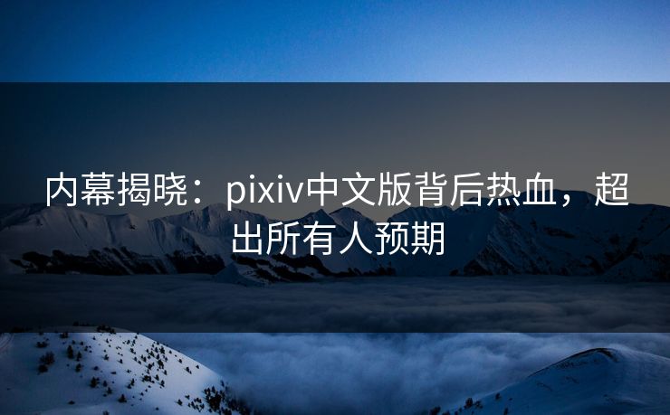 内幕揭晓：pixiv中文版背后热血，超出所有人预期