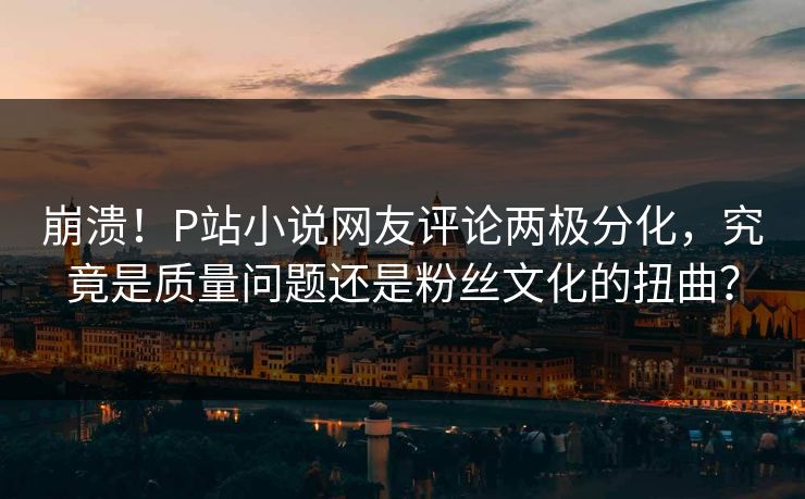 崩溃！P站小说网友评论两极分化，究竟是质量问题还是粉丝文化的扭曲？