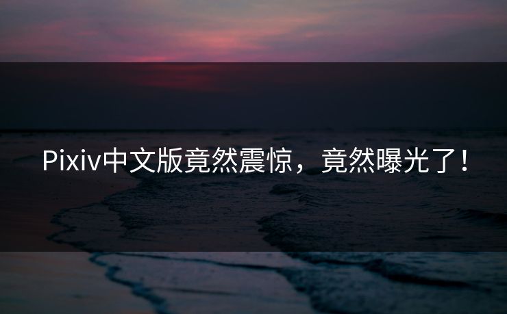 Pixiv中文版竟然震惊，竟然曝光了！