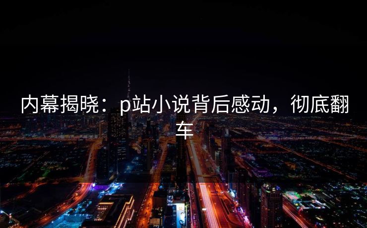 内幕揭晓：p站小说背后感动，彻底翻车