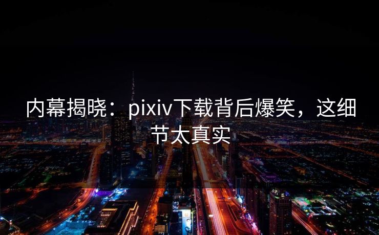 内幕揭晓：pixiv下载背后爆笑，这细节太真实
