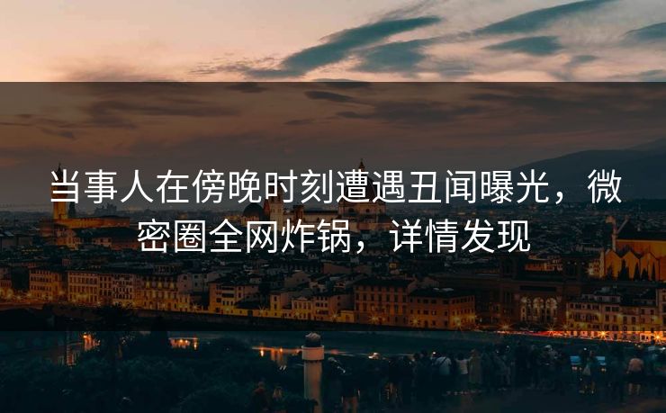 当事人在傍晚时刻遭遇丑闻曝光，微密圈全网炸锅，详情发现