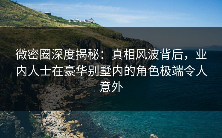 微密圈深度揭秘：真相风波背后，业内人士在豪华别墅内的角色极端令人意外